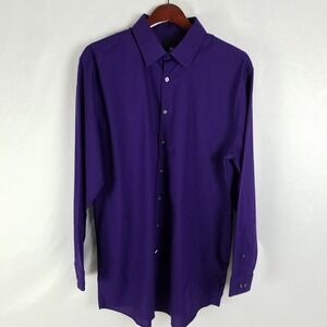 JF‎ J Ferrar Mens Slim Fit XL Purple Button Down Long Sleeve Dress Shirt